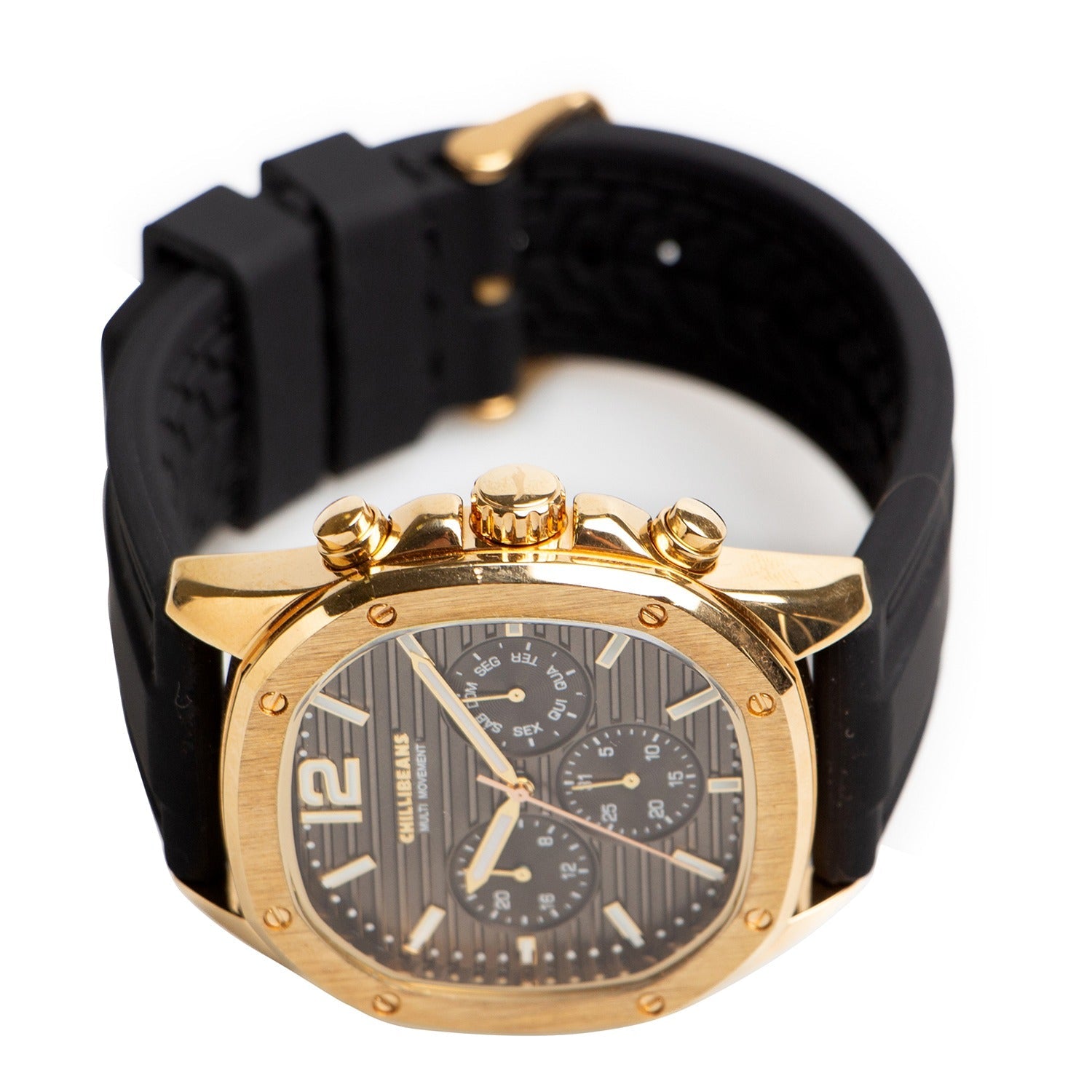 RELOGIOS CHILLI BEANS MASCULINO PRETO BRASS REES0280