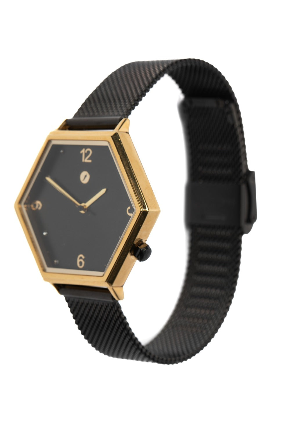 RELOGIOS FEMININO CRISTAIS PRETO HEXAGONAL REMT1631